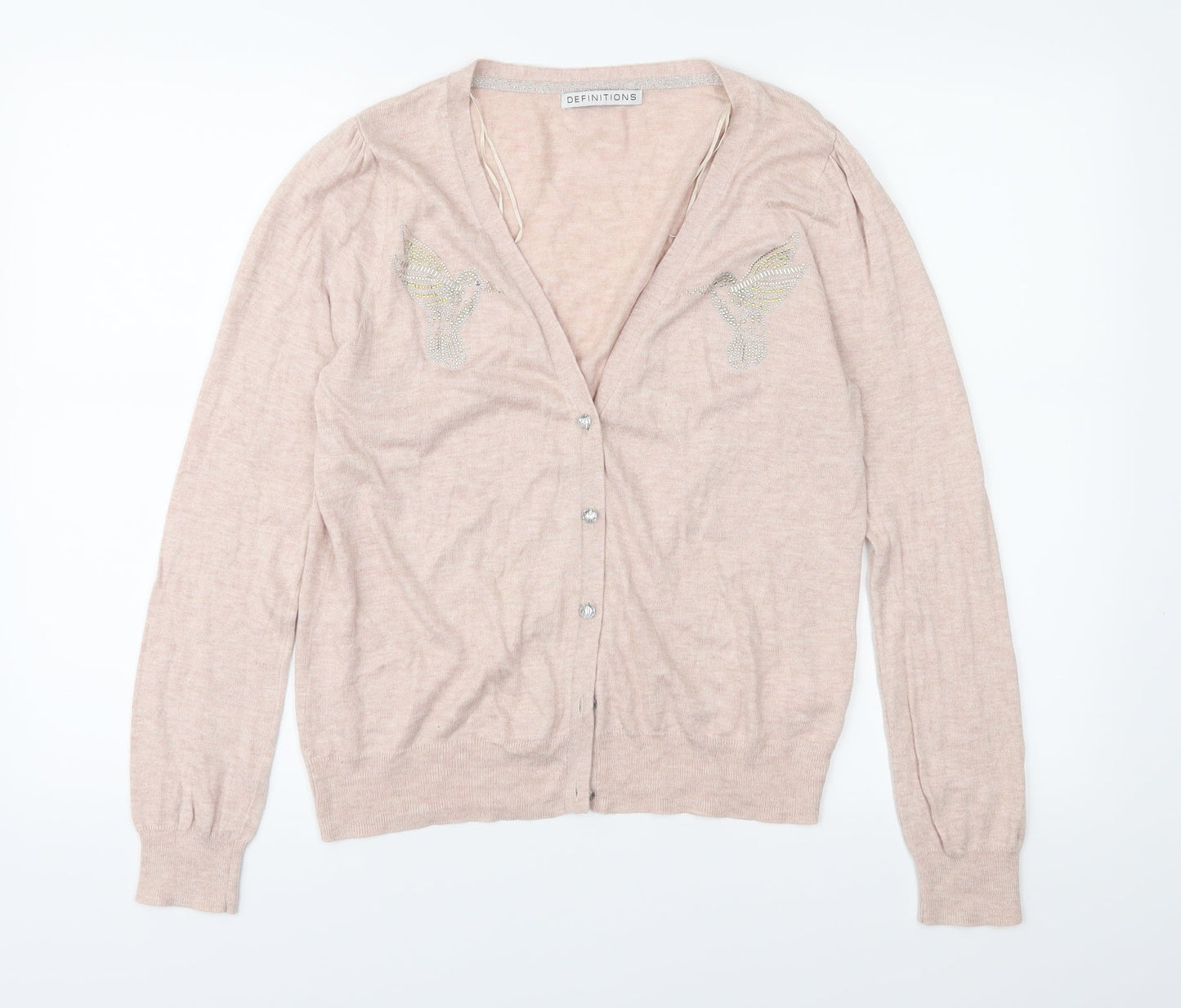 Definitions Womens Pink  Knit Cardigan Jumper Size 14