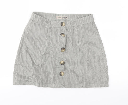 Denim & Co. Womens Green  Corduroy A-Line Skirt Size 8