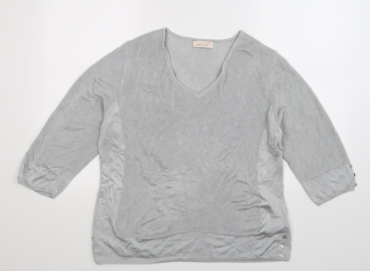 Per Una Womens Silver  Knit Pullover Jumper Size 20