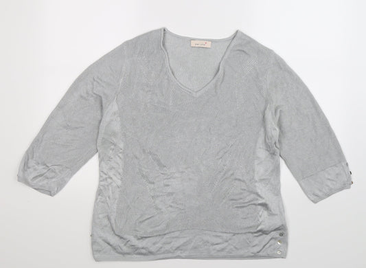 Per Una Womens Silver  Knit Pullover Jumper Size 20