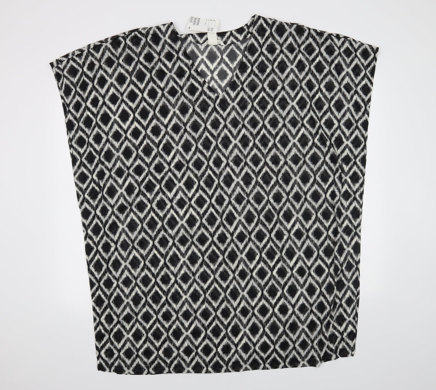 H&M Womens Black Argyle/Diamond  Basic Blouse Size L
