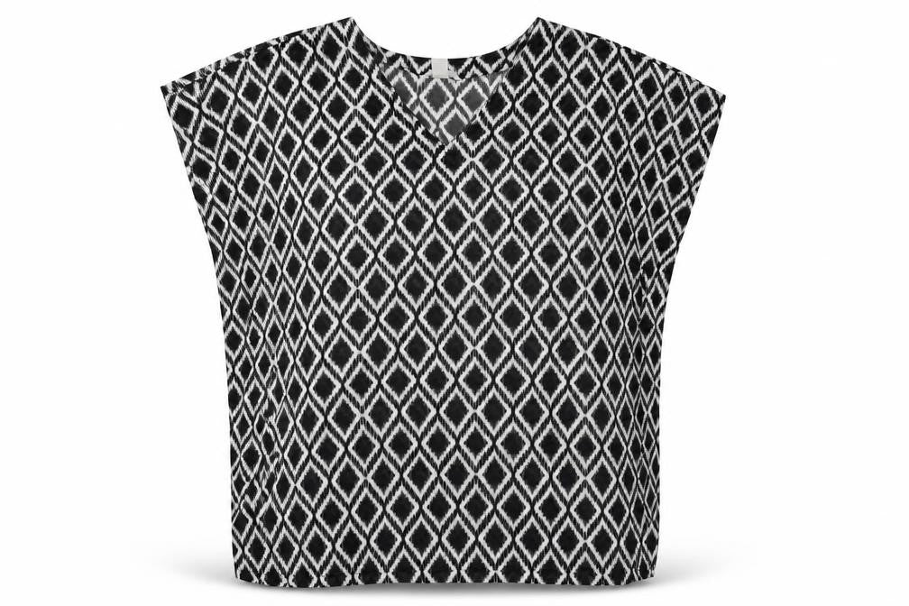 H&M Womens Black Argyle/Diamond  Basic Blouse Size L