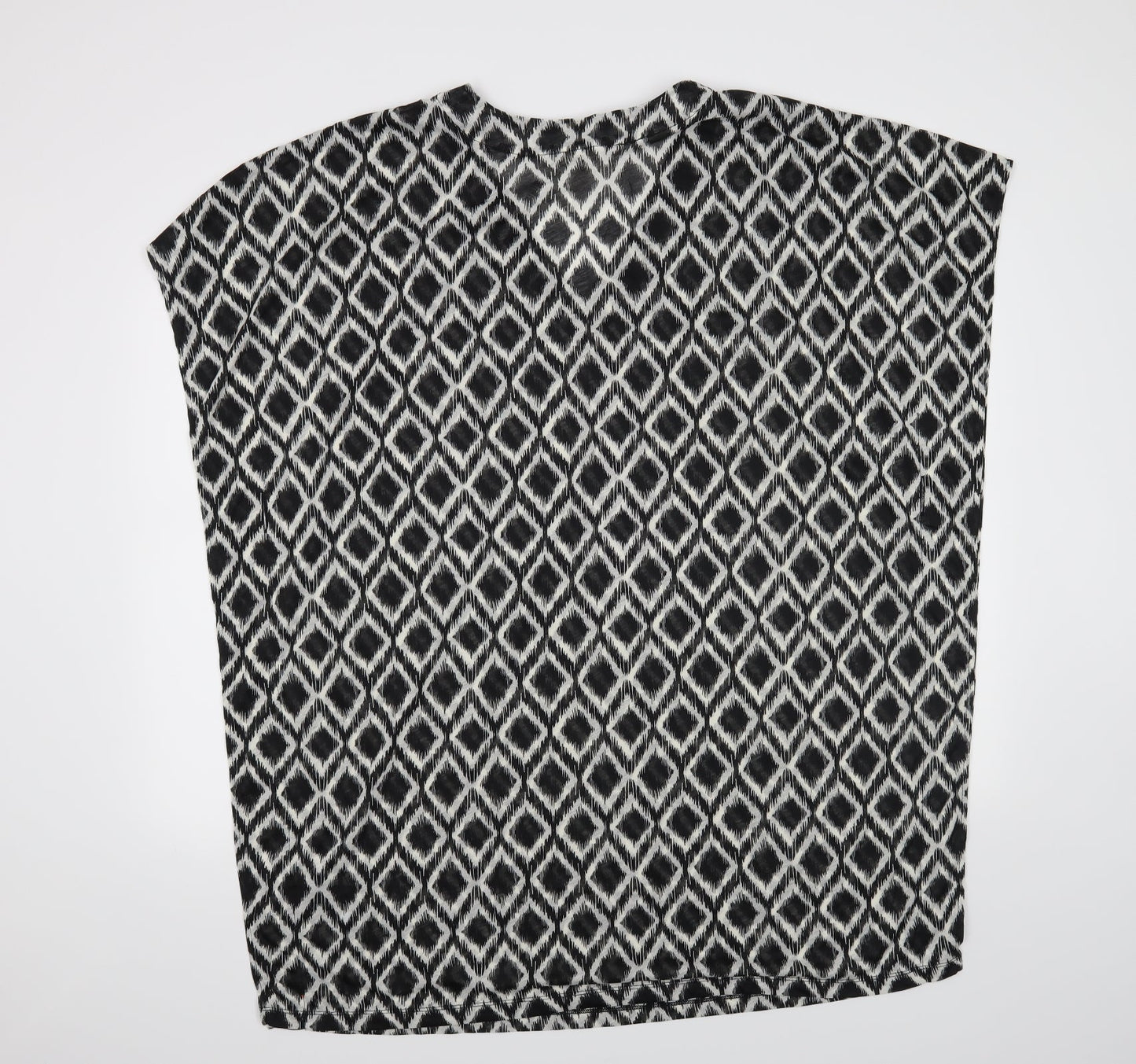 H&M Womens Black Argyle/Diamond  Basic Blouse Size L