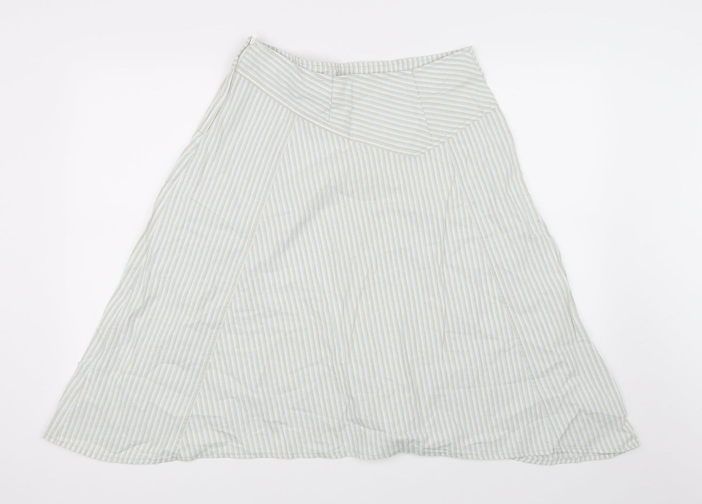 H&M Womens Green Striped  Skater Skirt Size 14