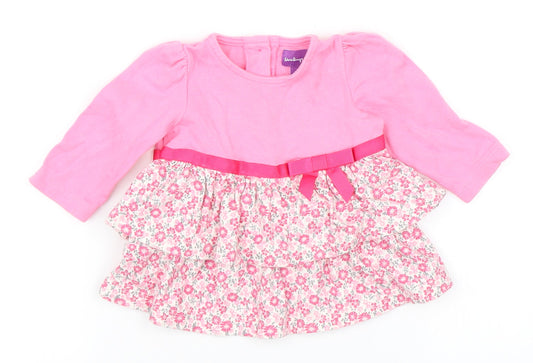 Shrinking Violet Girls Pink Floral  Skater Dress  Size 0-3 Months
