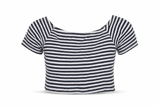New Look Womens Blue Striped  Basic T-Shirt Size 12