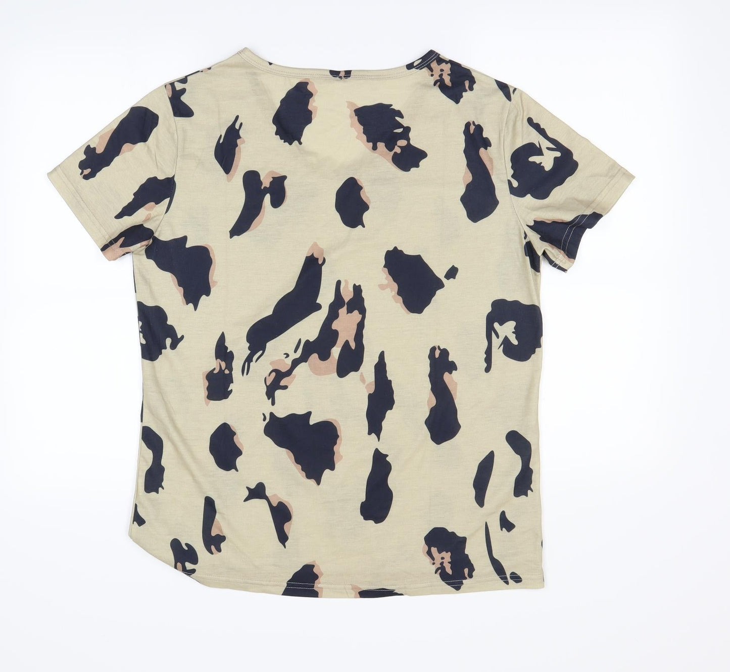 Preworn Womens Beige Animal Print  Basic T-Shirt Size L