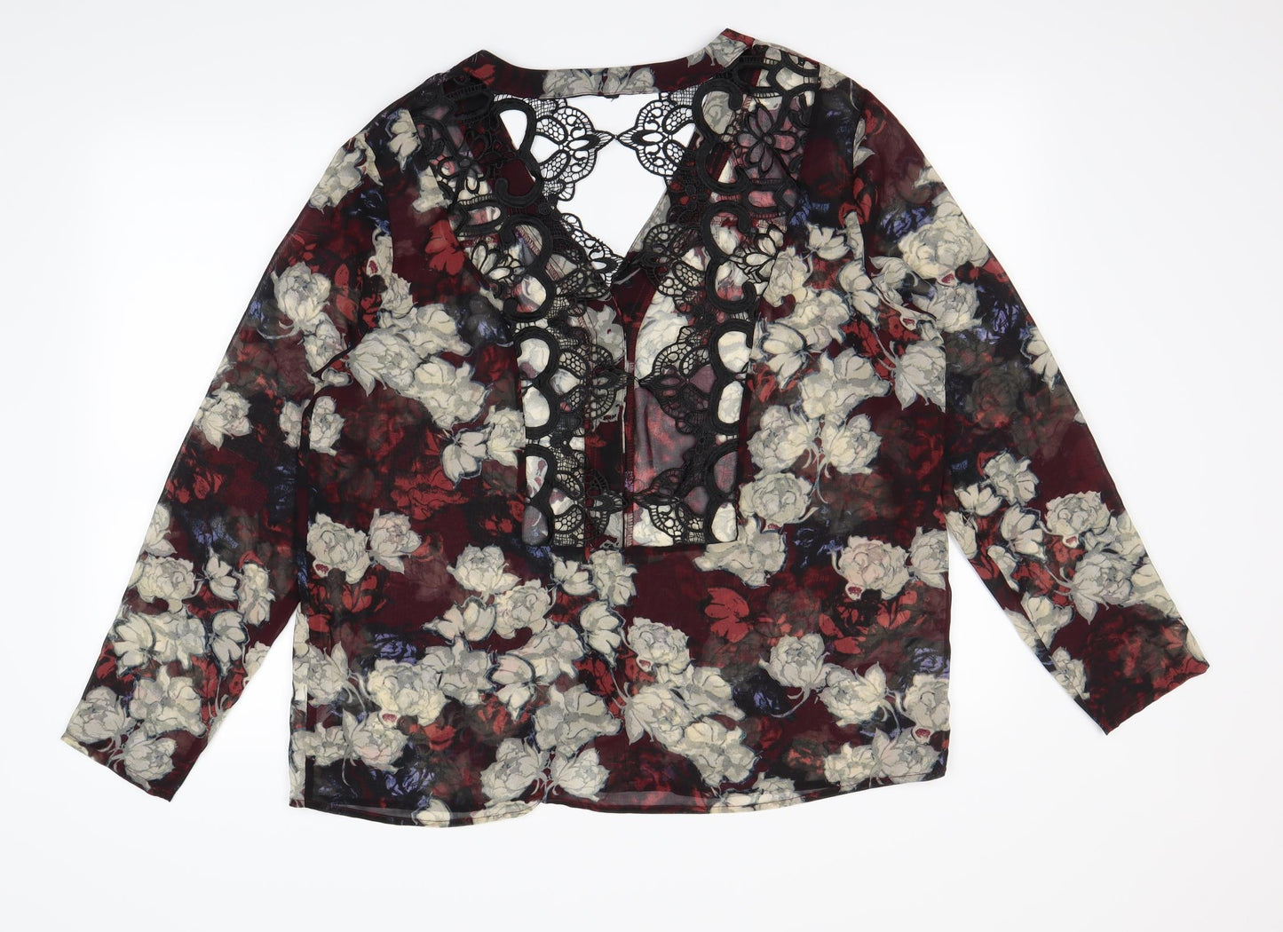 Preworn Womens Multicoloured Floral  Basic Button-Up Size XL