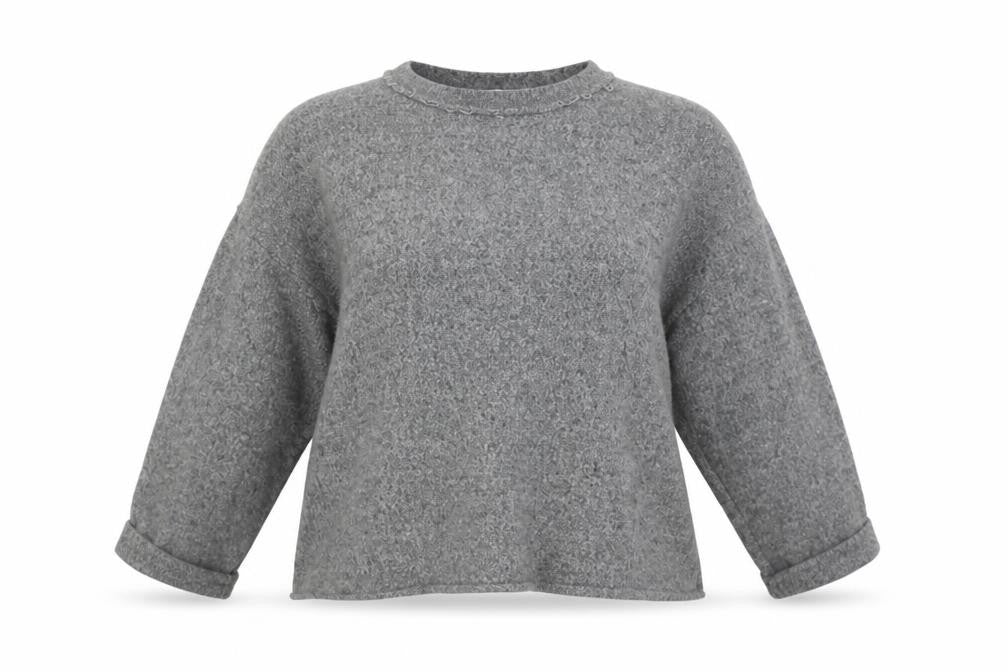 Zara Womens Grey   Pullover Jumper Size S  - CROPPED distressed neckline