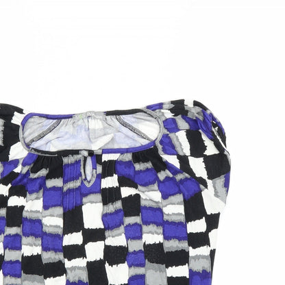 Preloved Marks and Spencer Womens Blue Geometric  Basic Blouse Size 10 - Detail