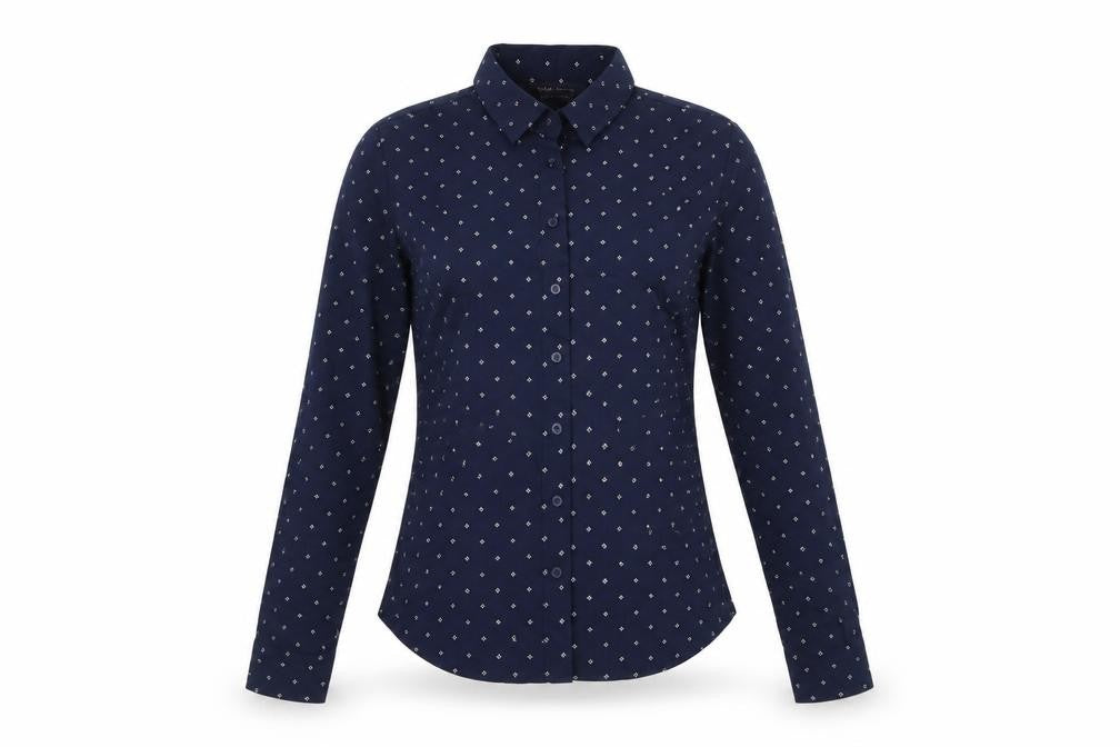 Marks and Spencer Womens Blue Geometric  Basic Button-Up Size 8