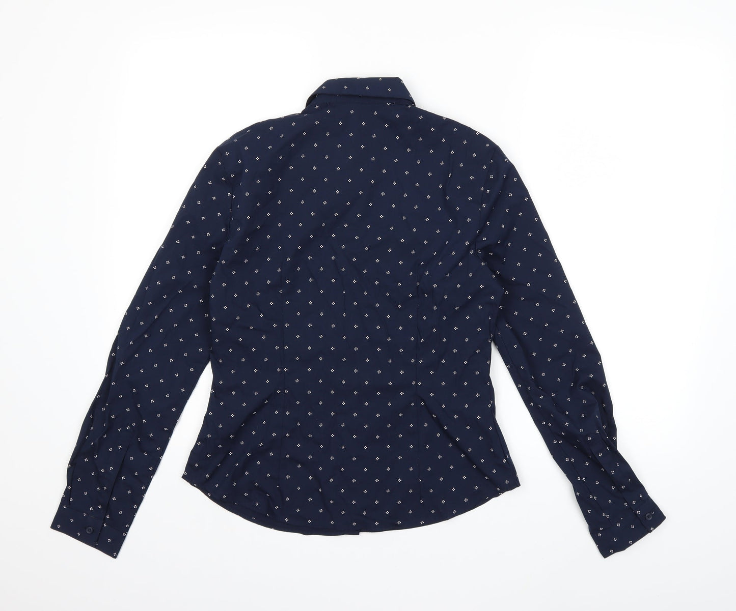 Marks and Spencer Womens Blue Geometric  Basic Button-Up Size 8