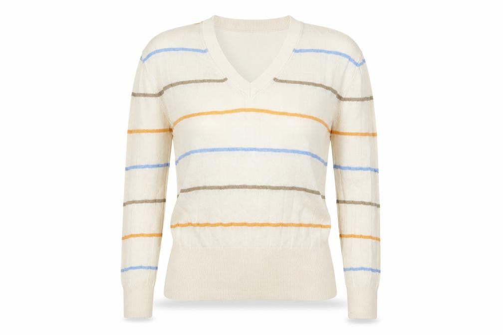 Marks and Spencer Womens White Striped Knit Pullover Jumper Size S