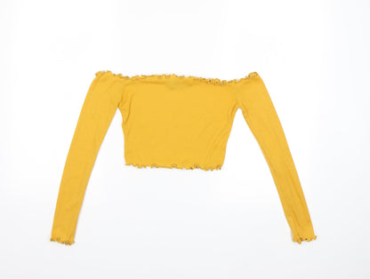 PRETTYLITTLETHING Womens Yellow   Basic Blouse Size 4