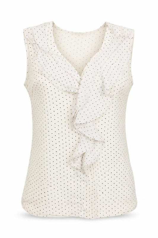 ginger Womens White Polka Dot  Basic T-Shirt Size M