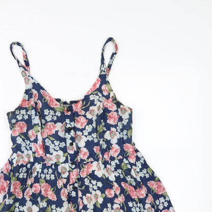 Preloved 159 ma Womens Blue Floral Woven A-Line  Size M - Detail