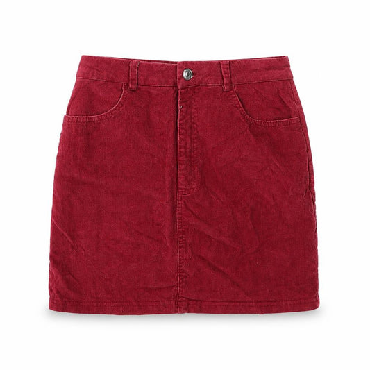 Missguided Womens Red  Corduroy A-Line Skirt Size 10