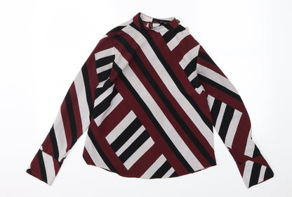 Preloved Primark Womens Red Striped Chiffon Basic Blouse Size 6 - Front