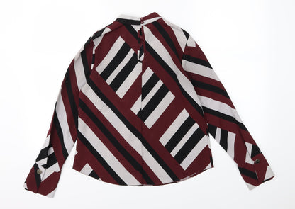 Preloved Primark Womens Red Striped Chiffon Basic Blouse Size 6 - Back