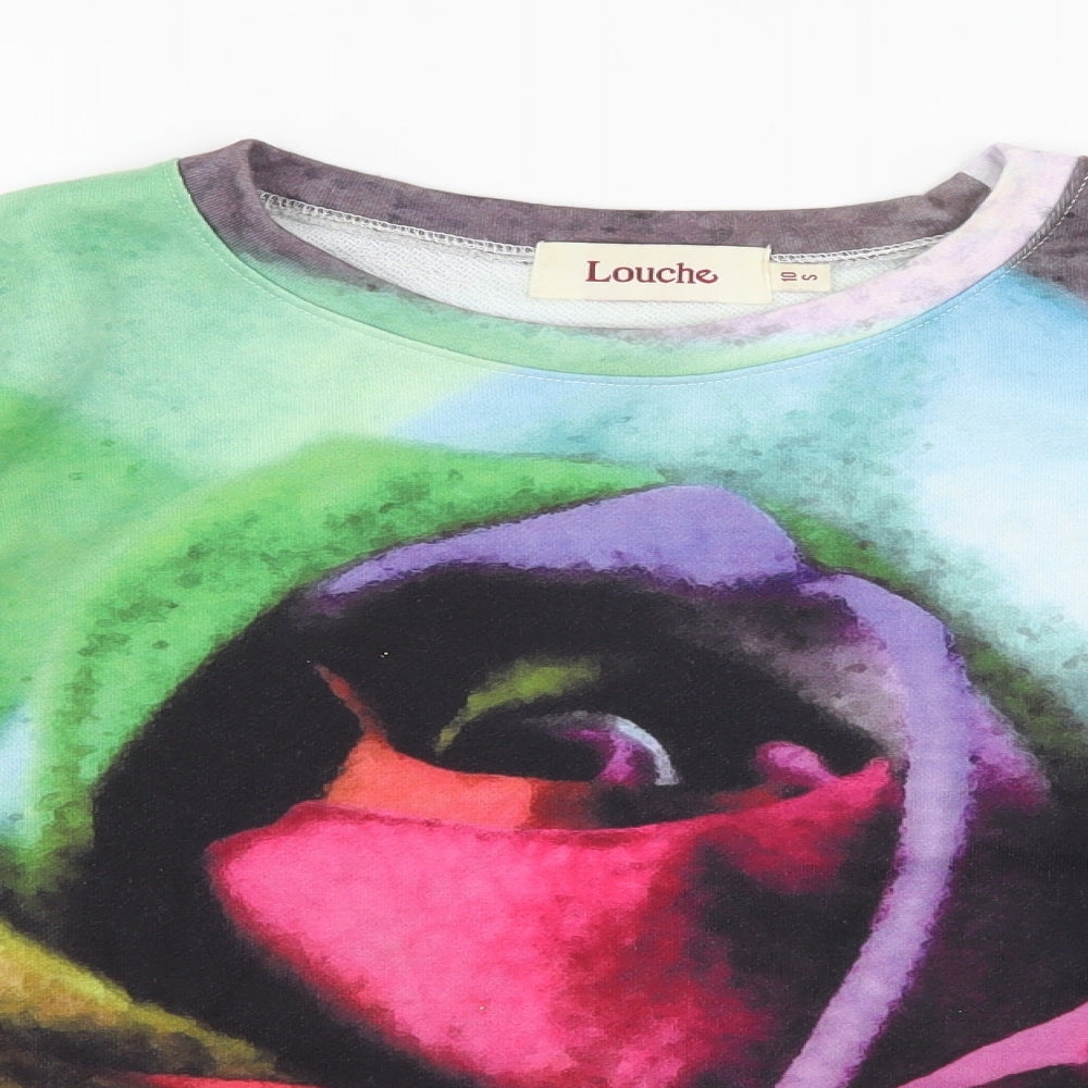 Louche Womens Multicoloured Geometric Jersey Pullover Sweatshirt Size 10