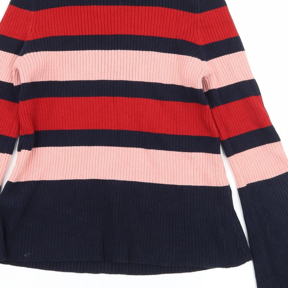 Marks and Spencer Womens Blue Striped Knit Pullover Jumper Size 8  - Flared Sleeves
