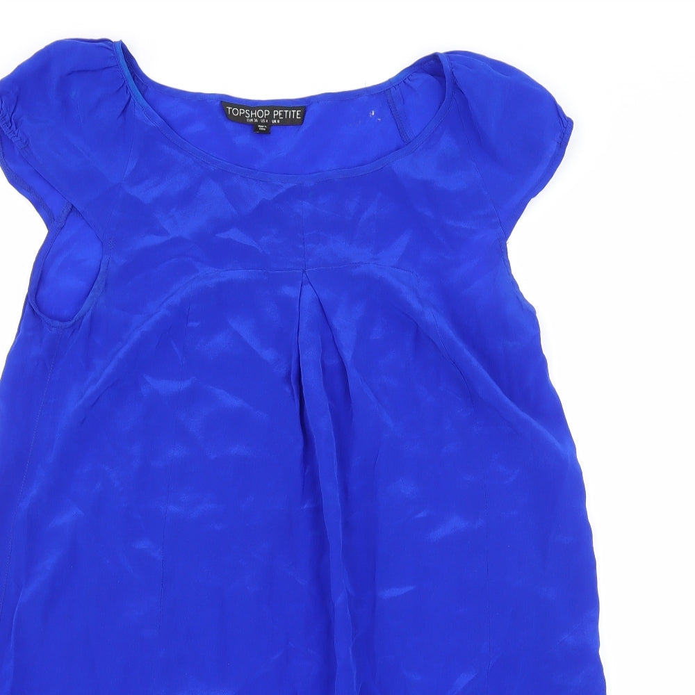 Topshop Womens Blue  Satin Sheath  Size 8