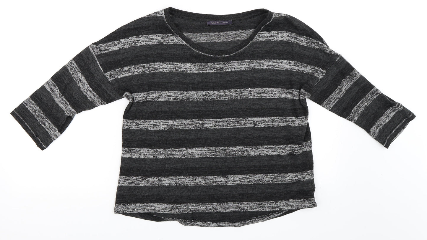 Marks and Spencer Womens Grey Striped  Pullover Jumper Size 10