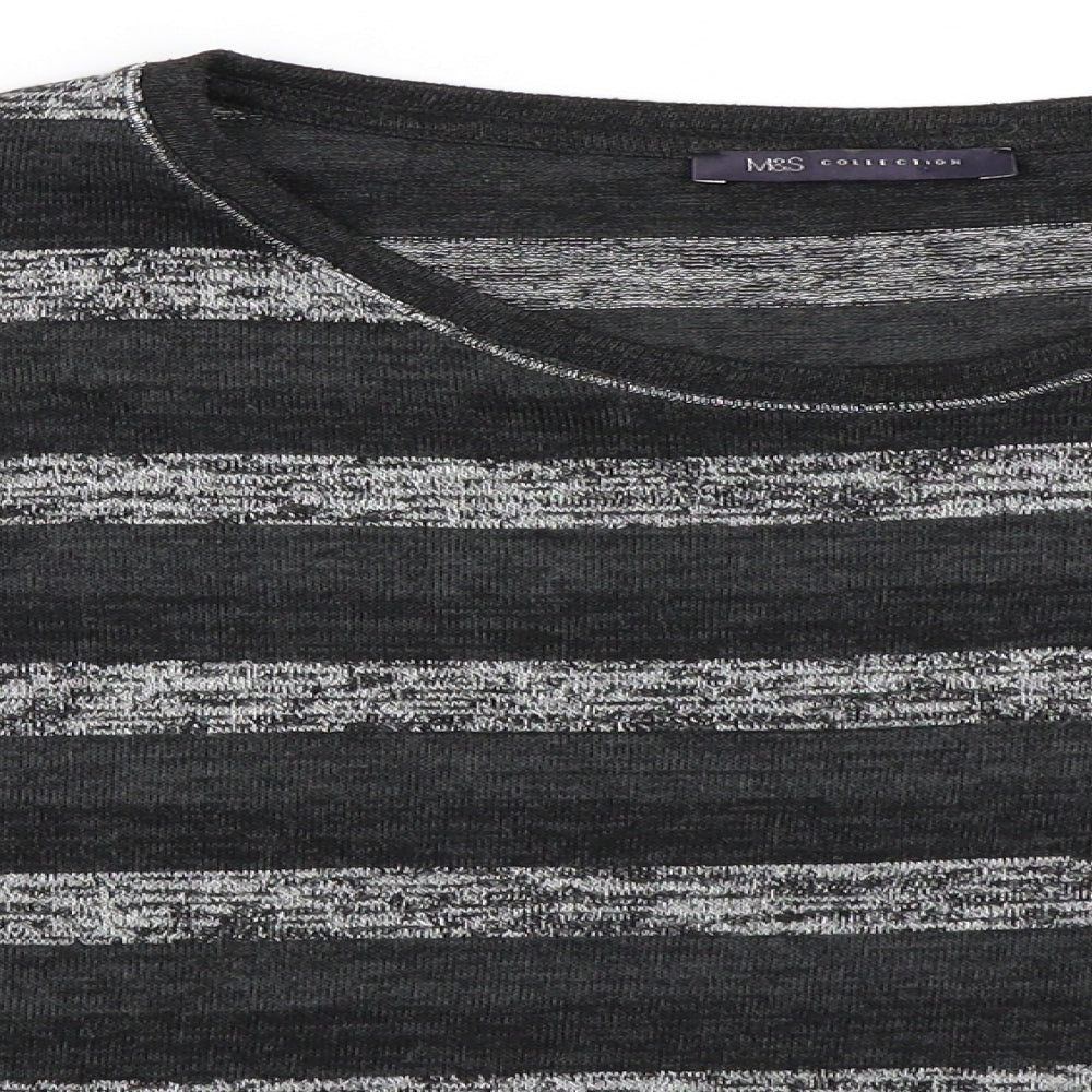 Marks and Spencer Womens Grey Striped  Pullover Jumper Size 10