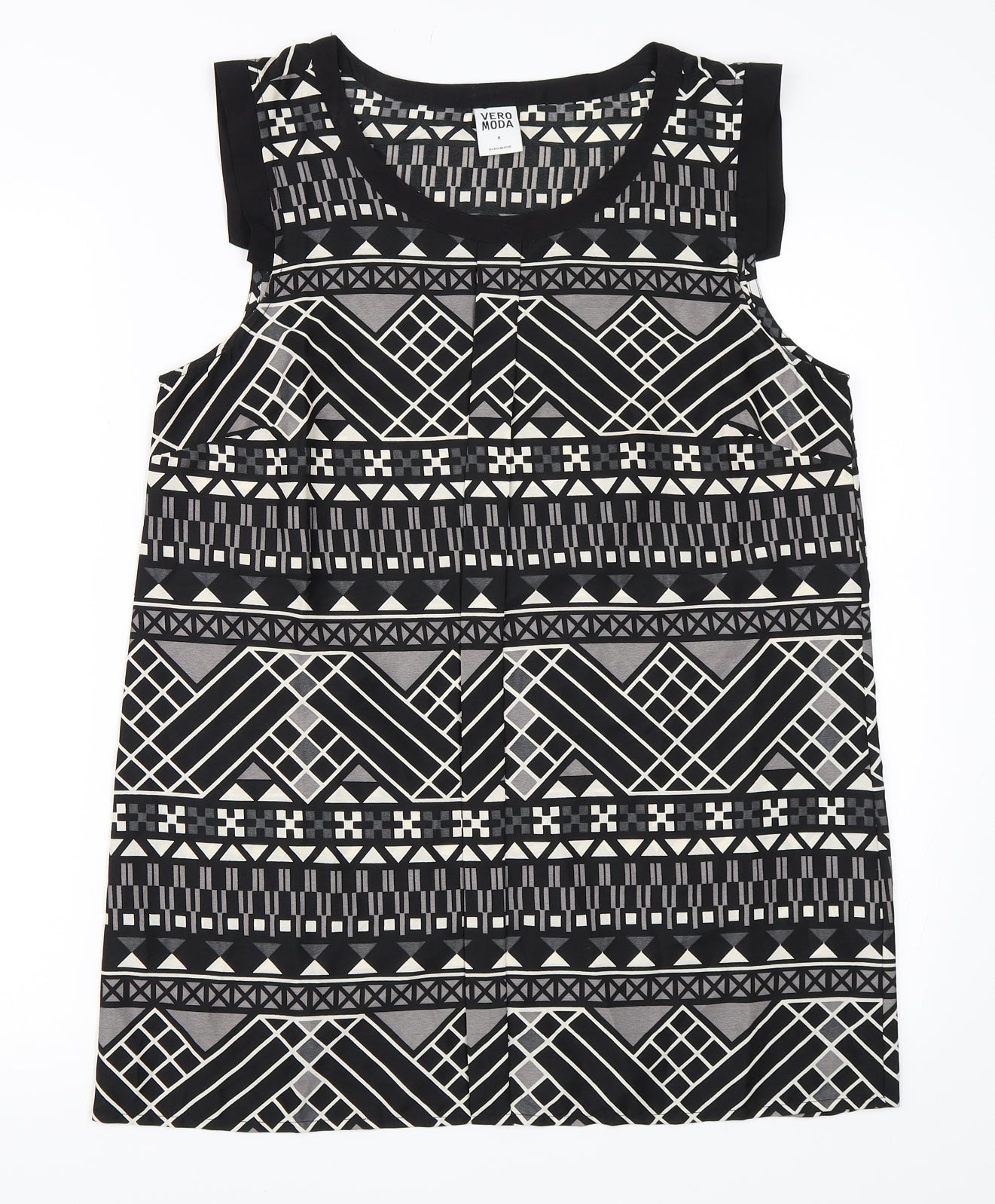 Vera Moda Womens Black Geometric  Basic Blouse Size M