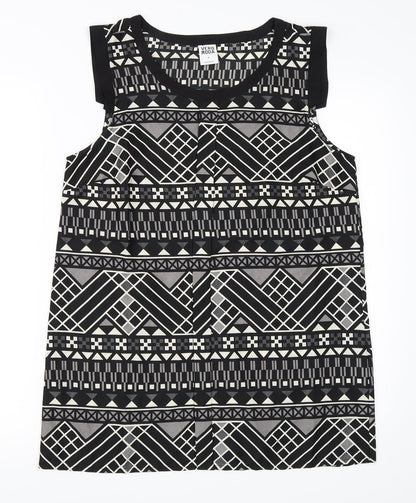 Vera Moda Womens Black Geometric  Basic Blouse Size M