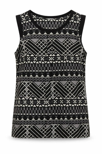 Vera Moda Womens Black Geometric  Basic Blouse Size M