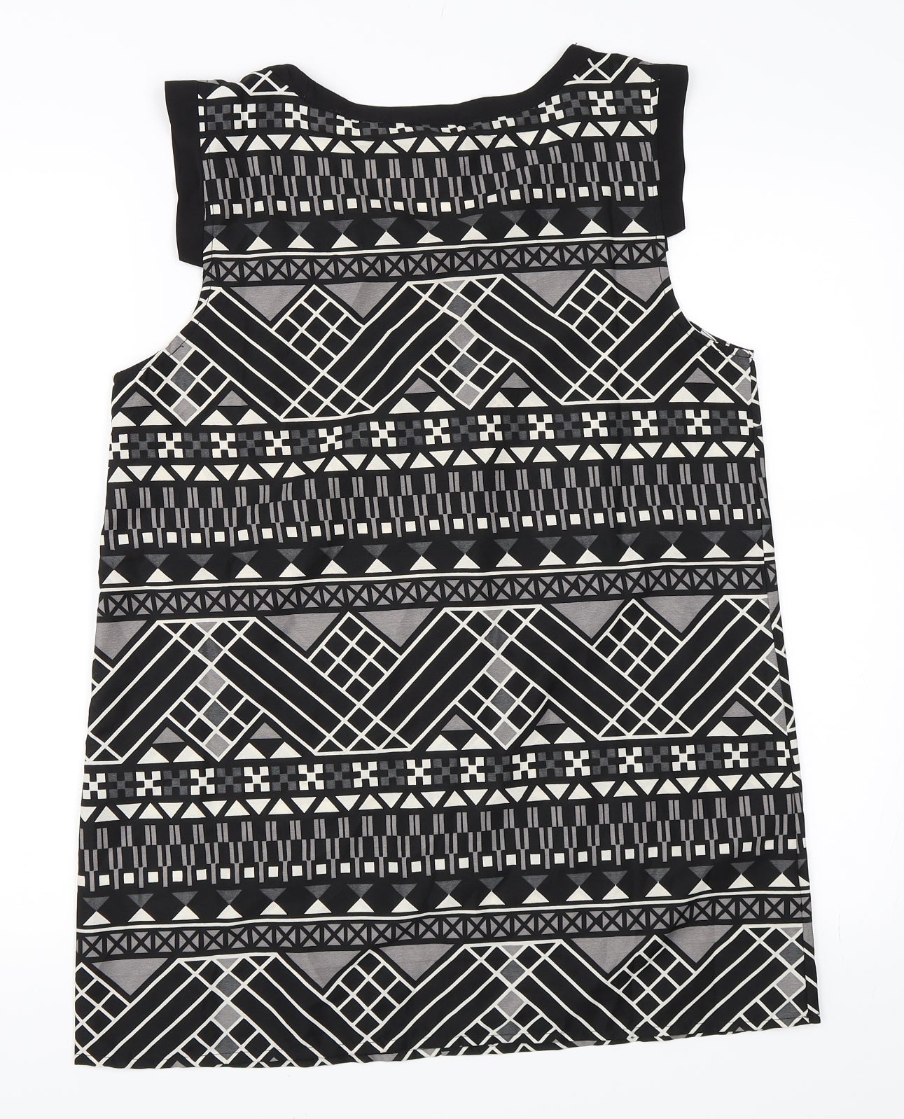Vera Moda Womens Black Geometric  Basic Blouse Size M