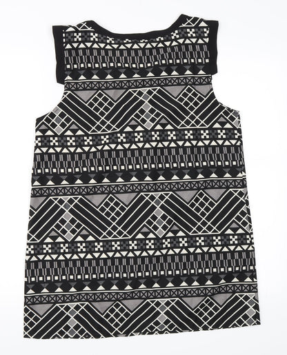 Vera Moda Womens Black Geometric  Basic Blouse Size M
