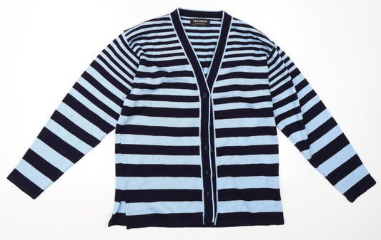 Paramour Womens Blue Striped  Cardigan Jumper Size S