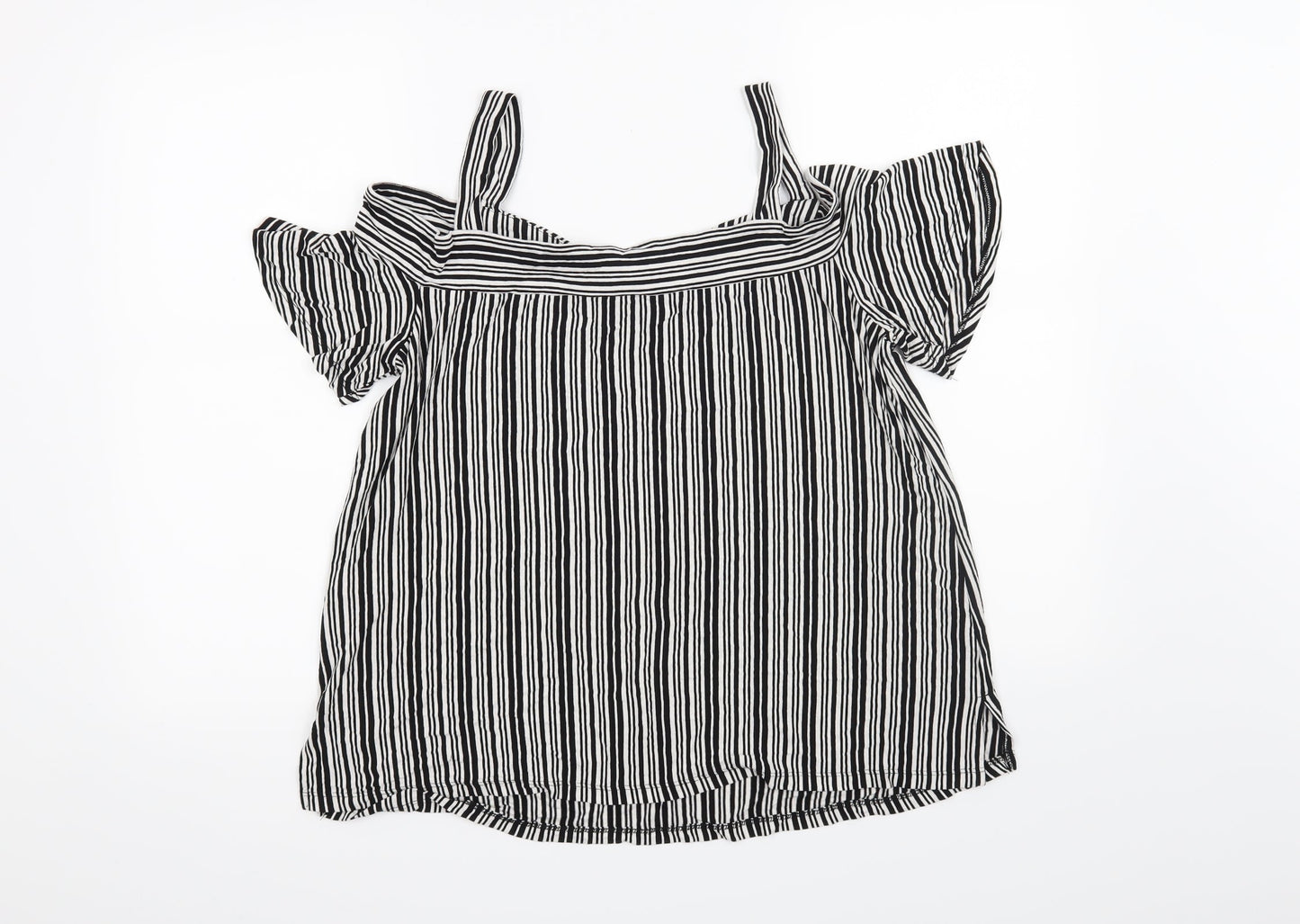 F&F Womens Black Striped  Basic Blouse Size 16