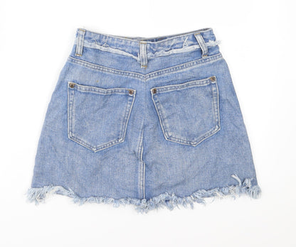 Boohoo Womens Blue  Denim A-Line Skirt Size 6