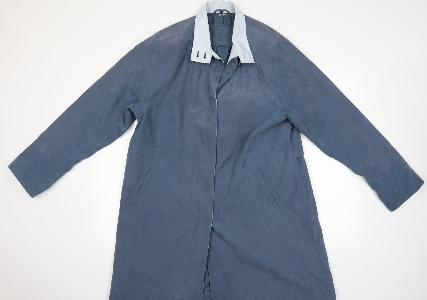 Preworn Womens Blue Houndstooth  Overcoat Coat Size 14