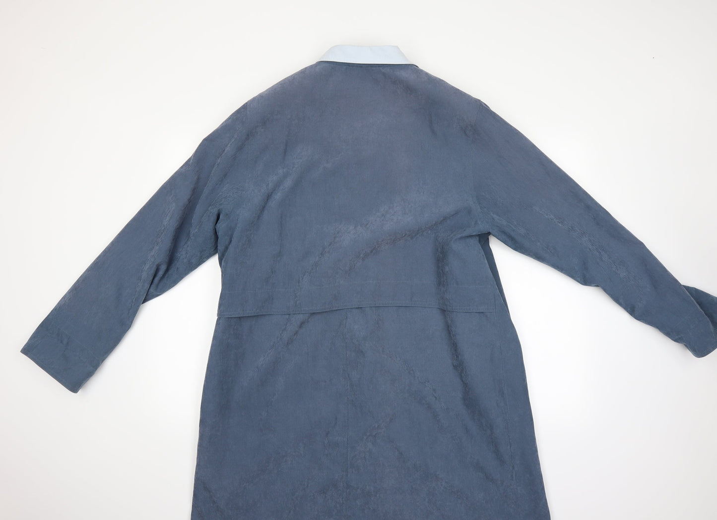 Preworn Womens Blue Houndstooth  Overcoat Coat Size 14