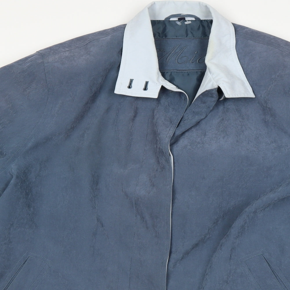 Preworn Womens Blue Houndstooth  Overcoat Coat Size 14