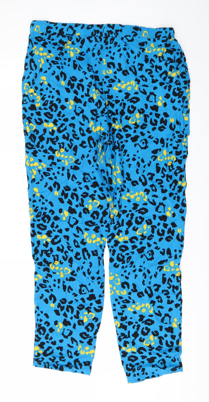 Papaya Womens Blue Animal Print  Trousers  Size 10 L27 in