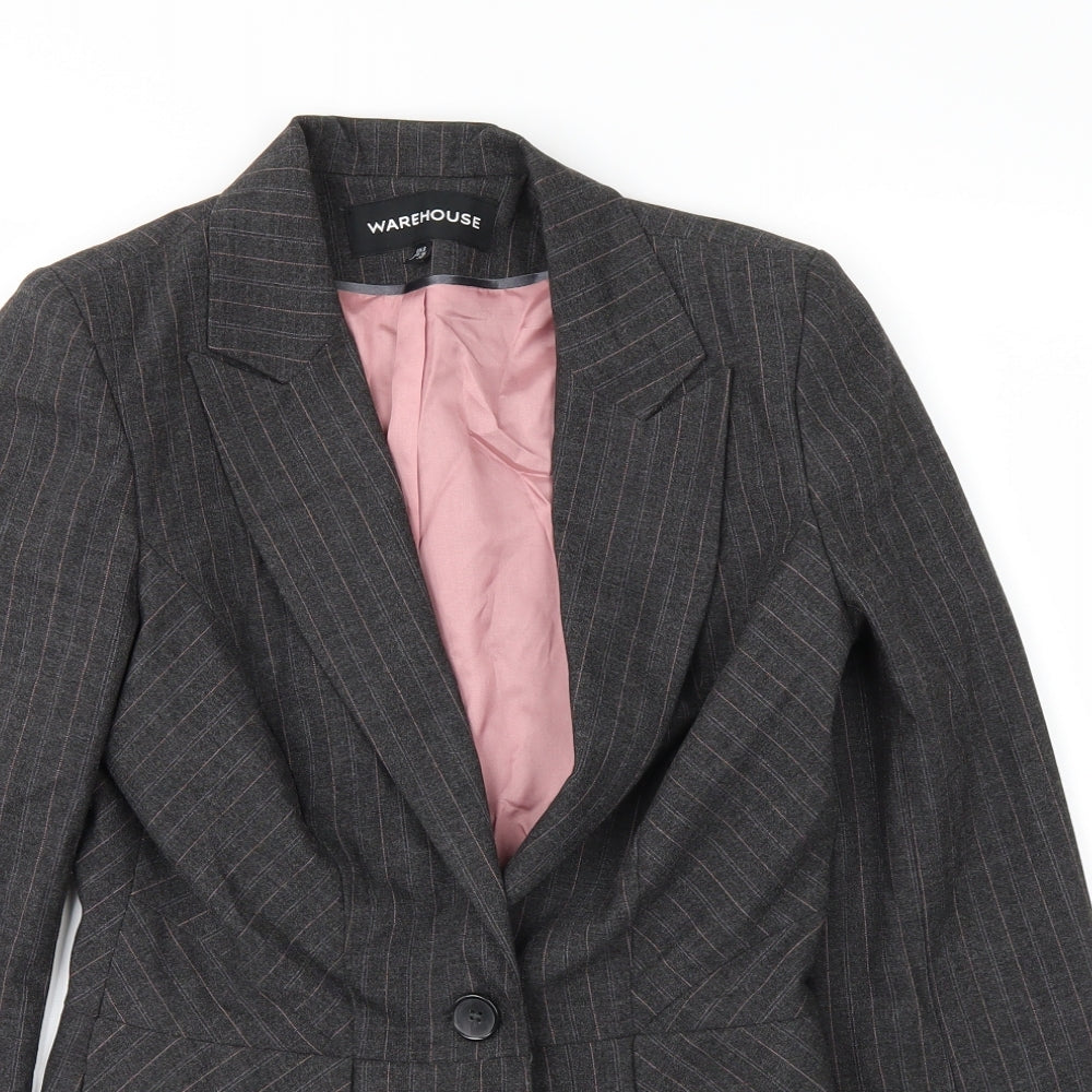 Warehouse Womens Grey   Overcoat Coat Size 8