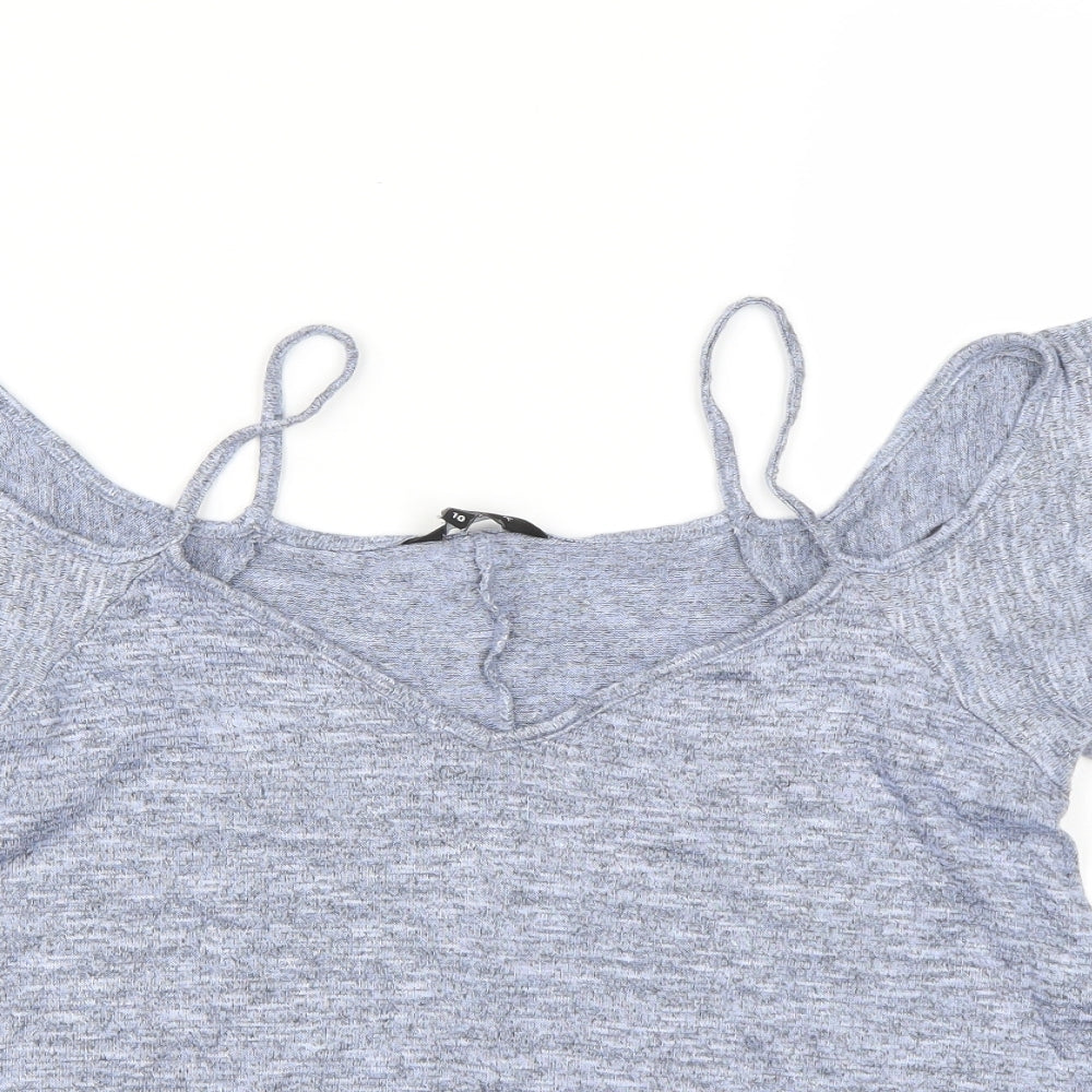 New Look Womens Blue  Knit Basic T-Shirt Size 10