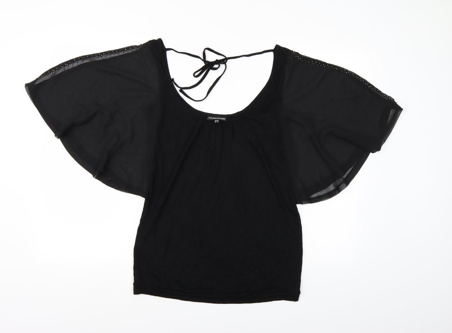 Warehouse Womens Black   Basic Blouse Size 8  - Batwing