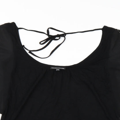 Warehouse Womens Black   Basic Blouse Size 8  - Batwing