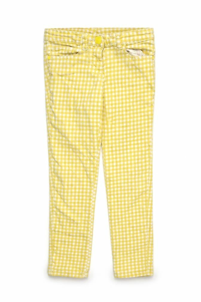 Next Girls Yellow Check Denim Skinny Jeans Size 9 Years