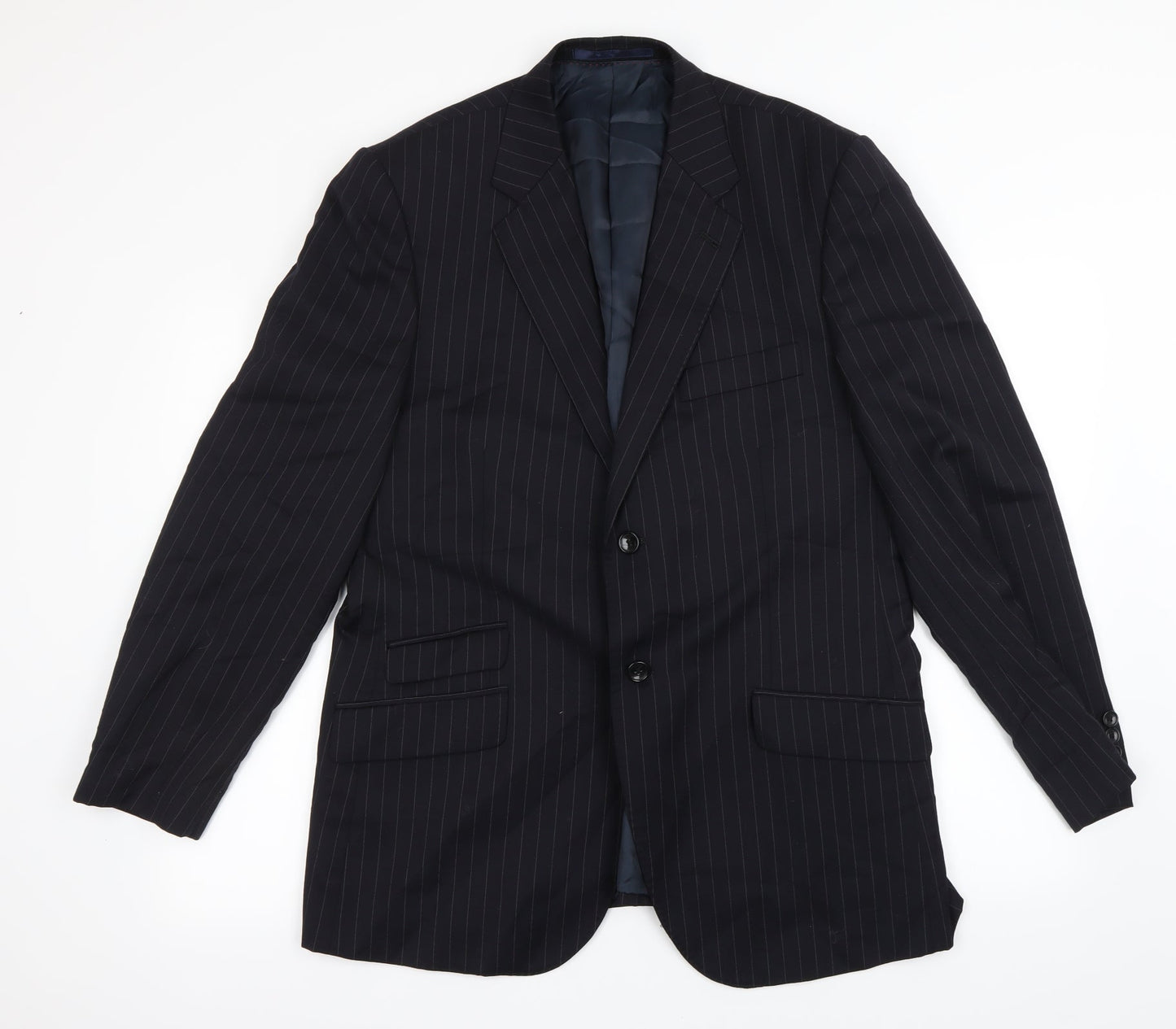 Preworn Mens Black Striped  Jacket Blazer Size L