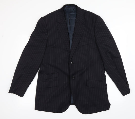 Preworn Mens Black Striped  Jacket Blazer Size L