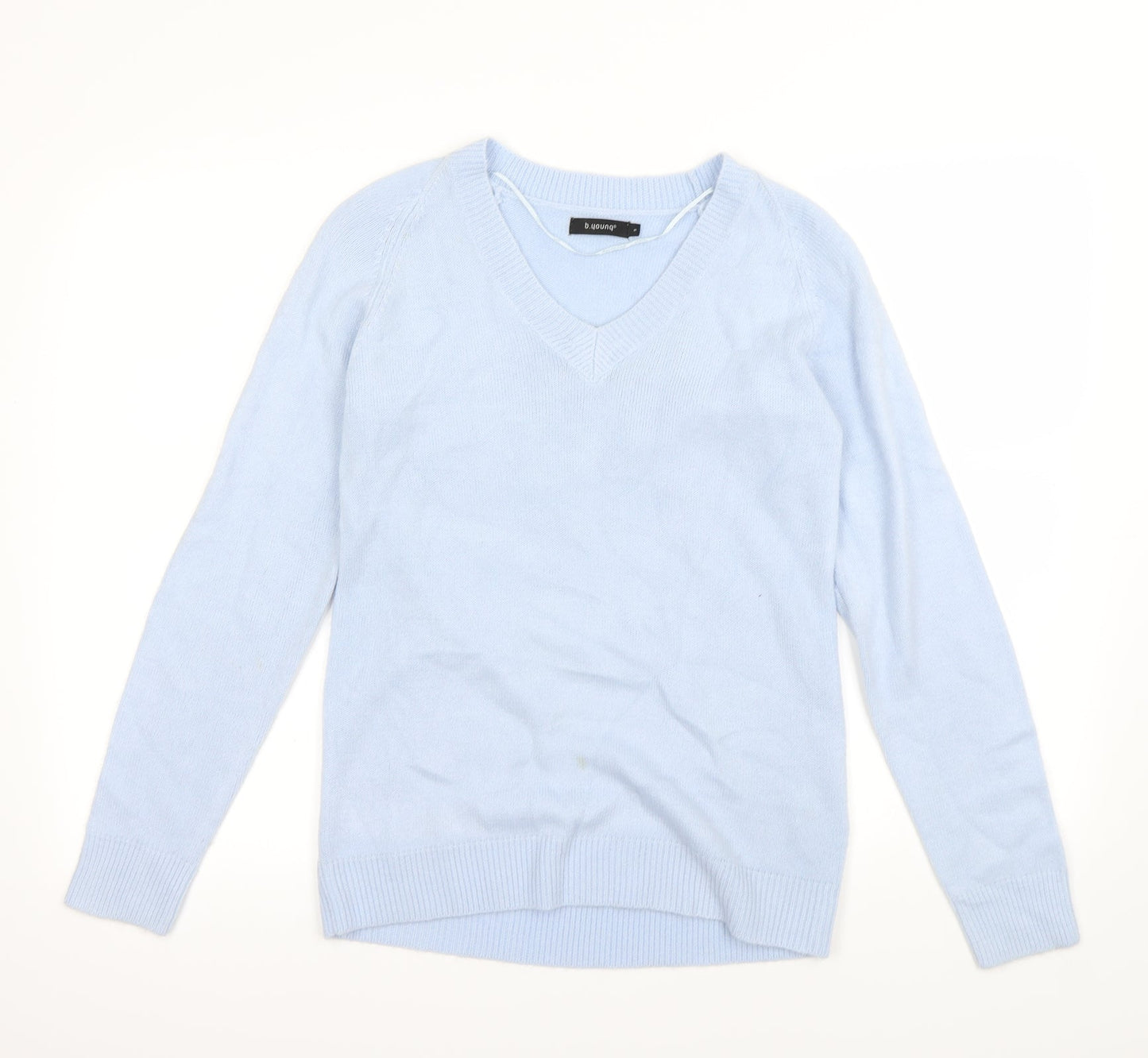 b. young Womens Blue   Henley Jumper Size S