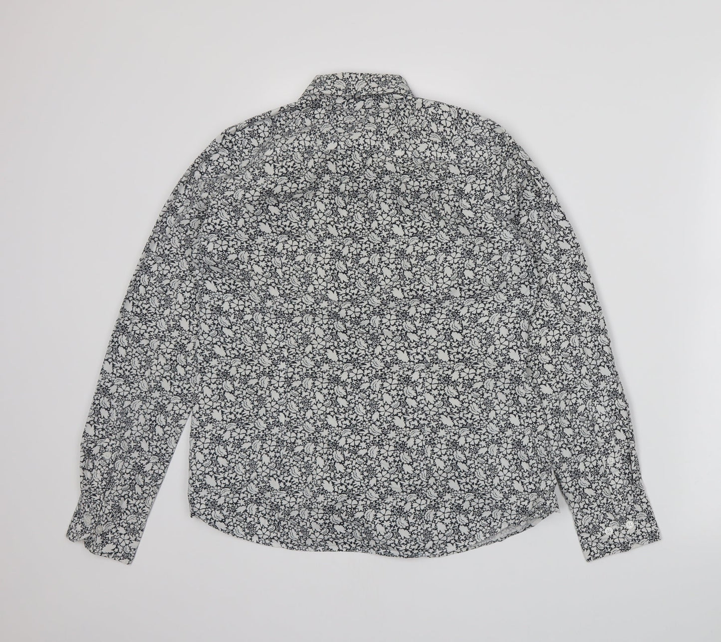 H&M Womens Blue Floral  Basic Button-Up Size 10