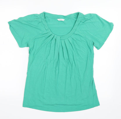 Front view of Marks & Spencer women’s green basic t-shirt, size UK 8